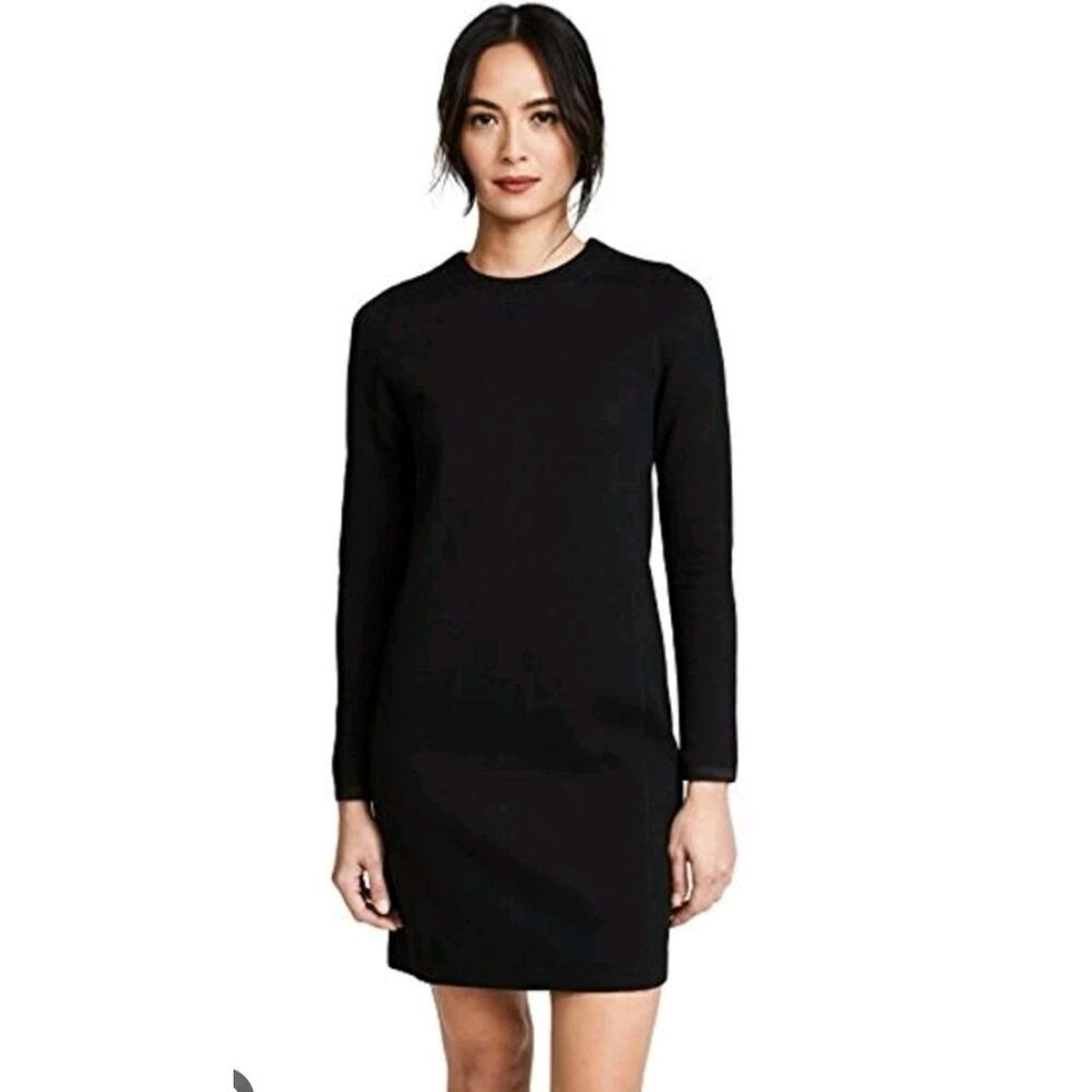 James Perse 3 Womens Large Scuba Dress Black Long Sleeve Stretch Back Zipper